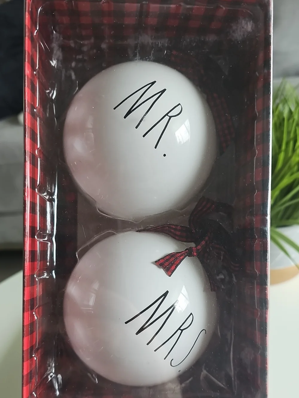 Marble & Gold Wine Accessory Set with Mr. & Mrs. Ornament Ball Pair